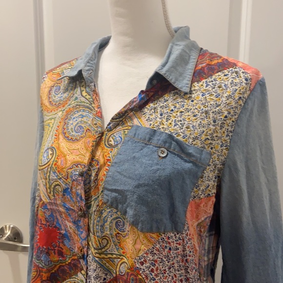 Aratta Celine Paisley Plaid Shirt Size Small - Picture 4 of 9